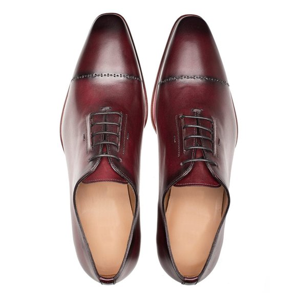 Bashwood Handmade Maroon Leather Oxfords For Men main image 2